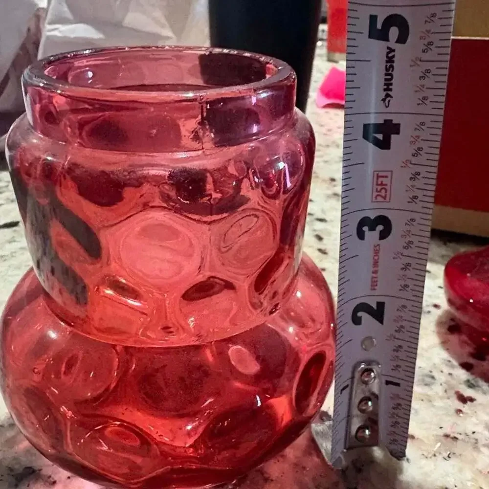 Vintage Anchor Hocking Ruby Red Bubble Glass Vase
